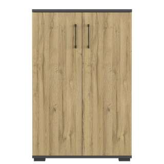 Büroschrank in Wildeichefarben und Dunkelgrau 80 cm breit