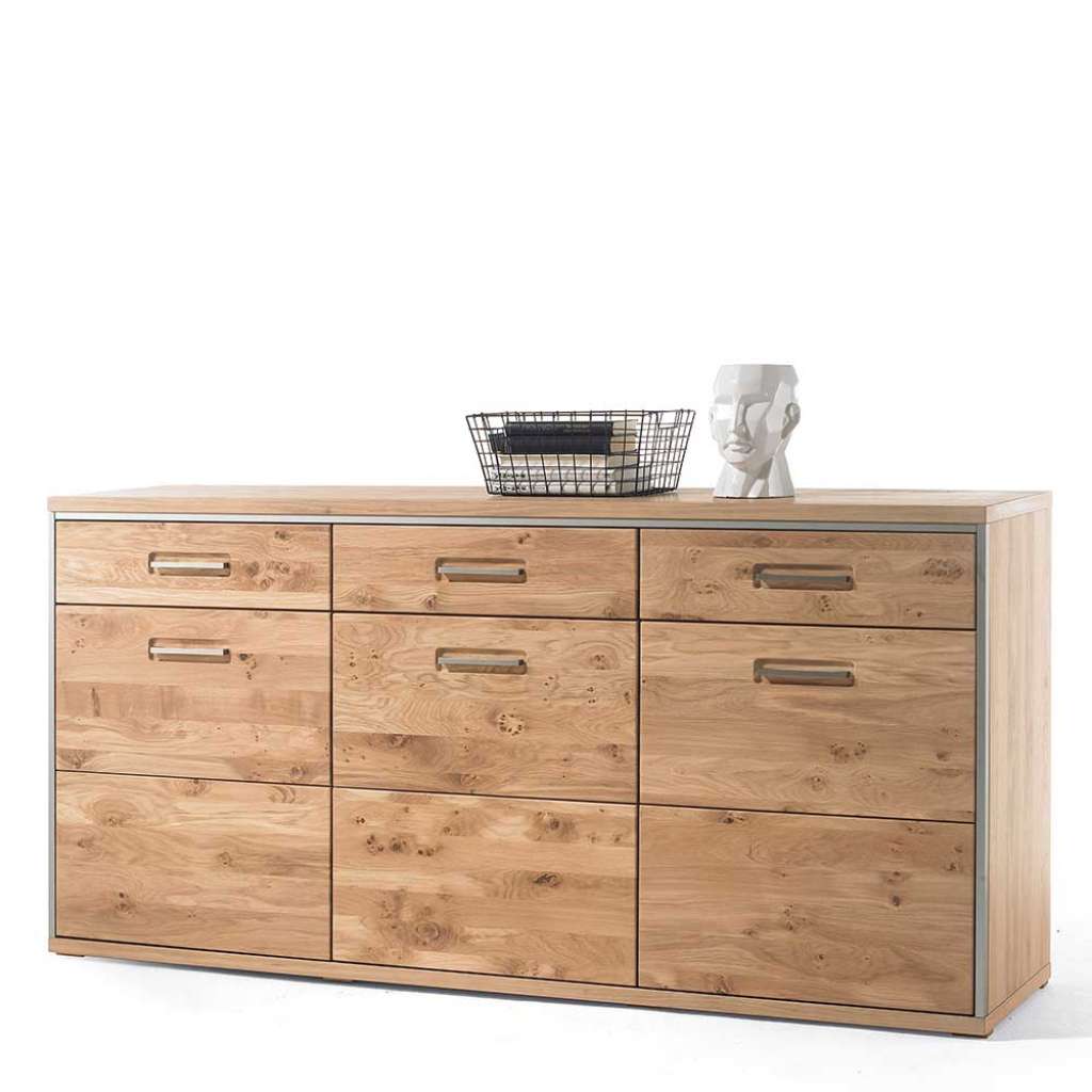 Wohnzimmer Kommode in Asteiche Bianco furniert drei Schubladen