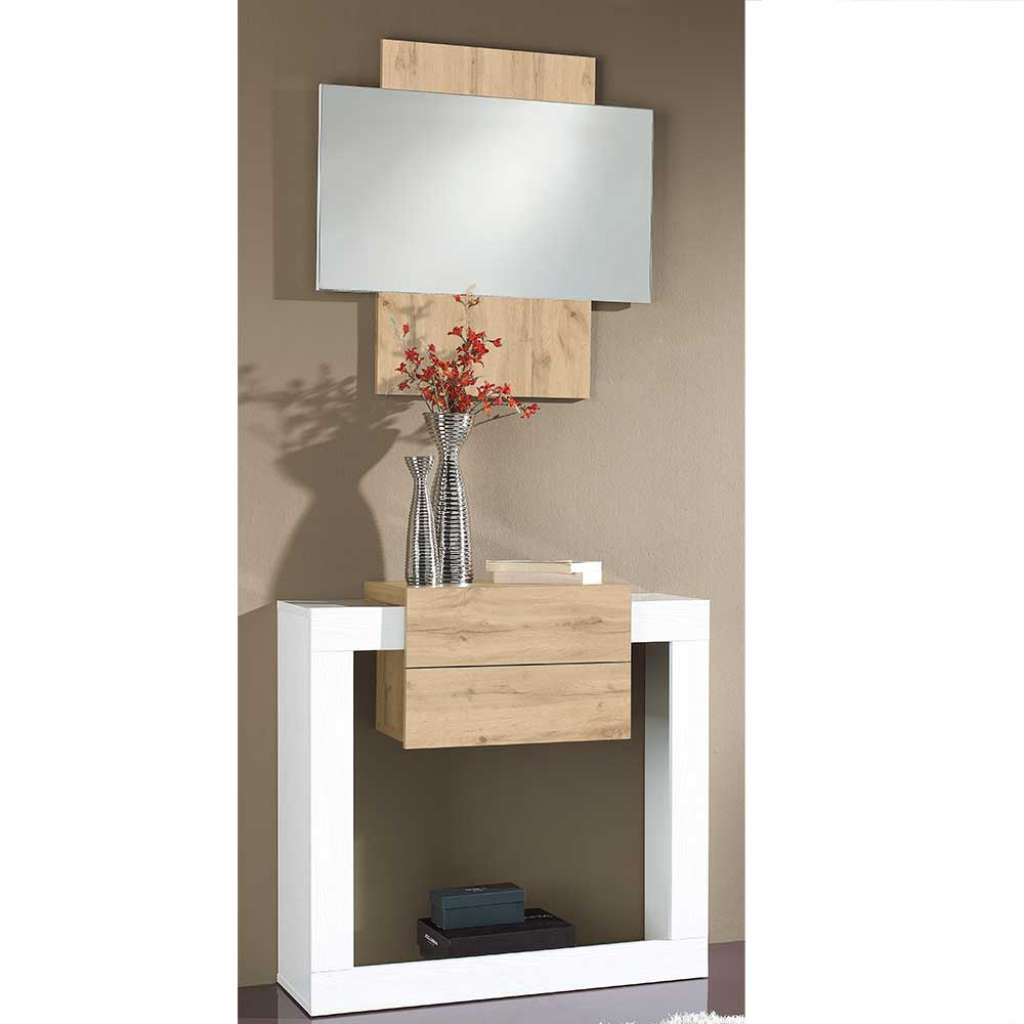 Dieleneinrichtung in Weiß und Wildeiche Optik modern (2-teilig)