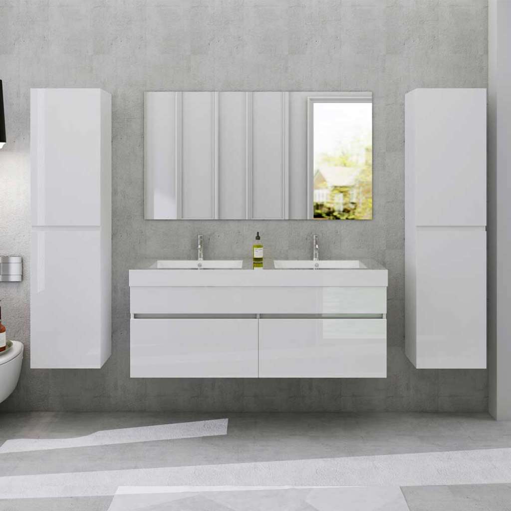 Badezimmermöbel Set mit Doppelwaschbecken 220 cm breit (4-teilig)