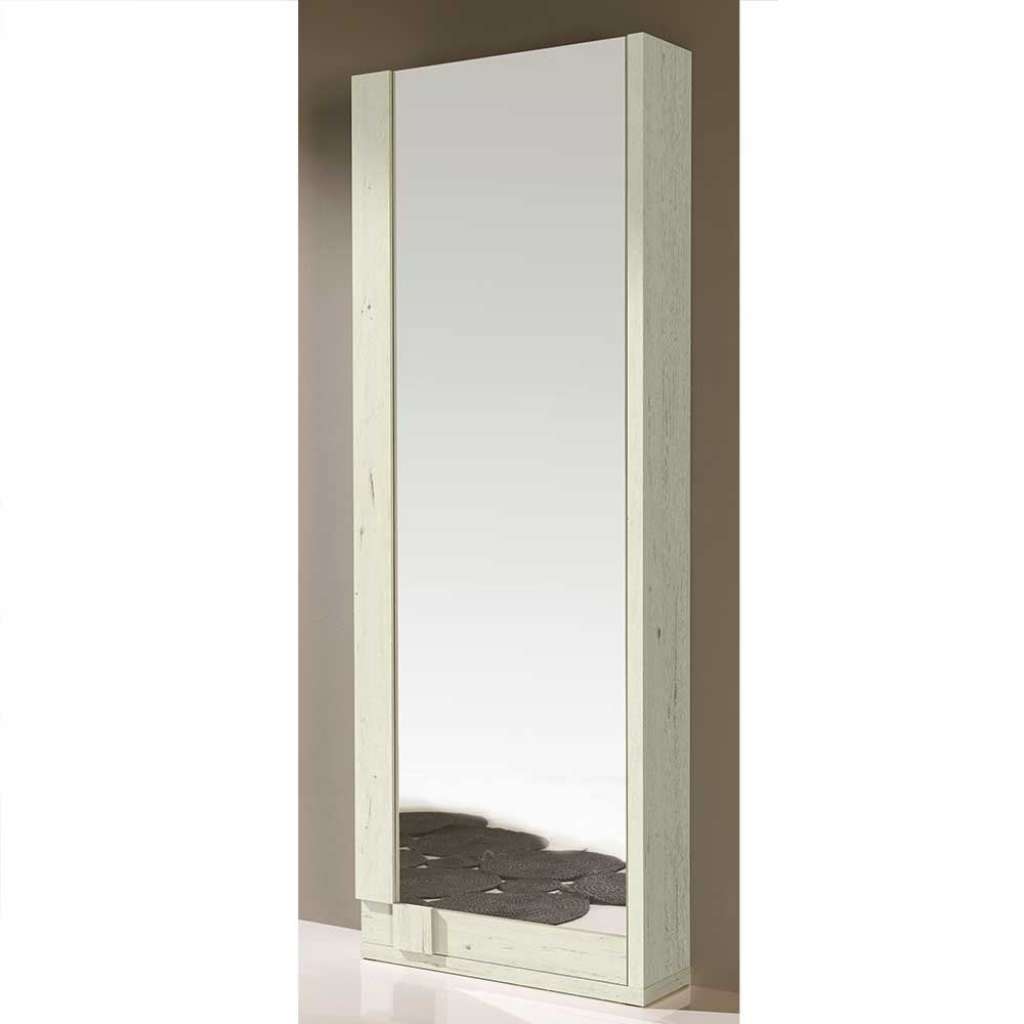 Spiegelschuhschrank in Creme Weiß 70 cm breit
