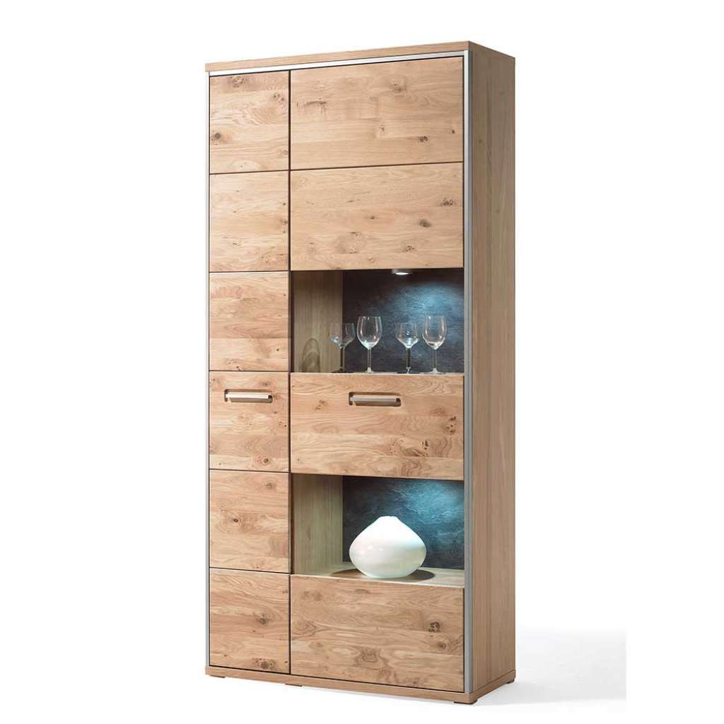 Schrank Vitrine in Asteiche Bianco furniert Landhausstil