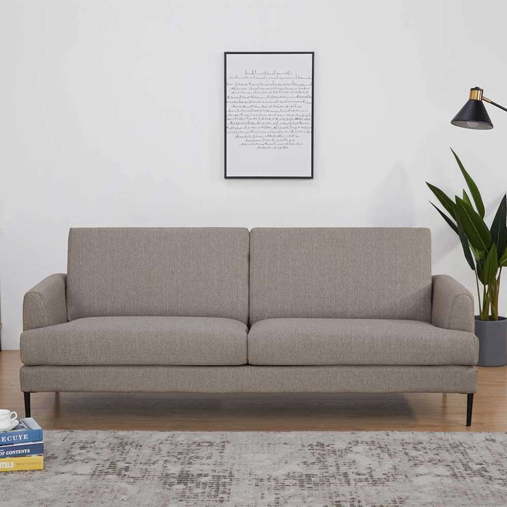 Webstoff Sofa in Hellbraun Armlehnen
