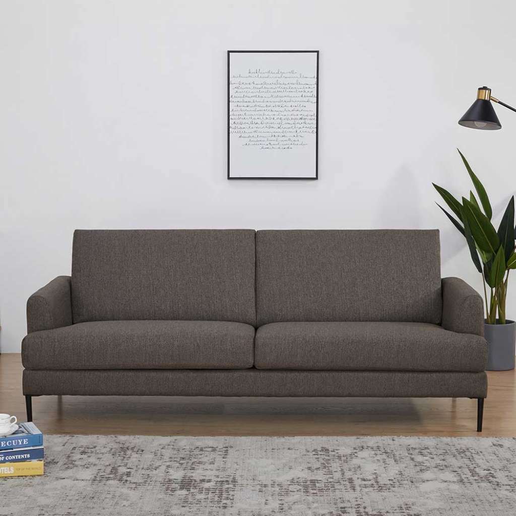 Wohnzimmer Couch in Dunkelbraun Webstoff 40 cm Sitzhöhe