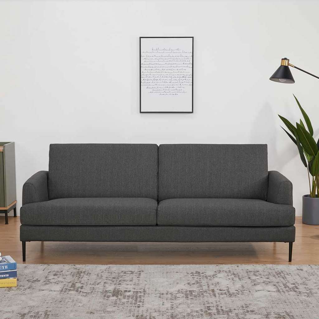 Zweisitzer Sofa in Anthrazit Webstoff Armlehnen