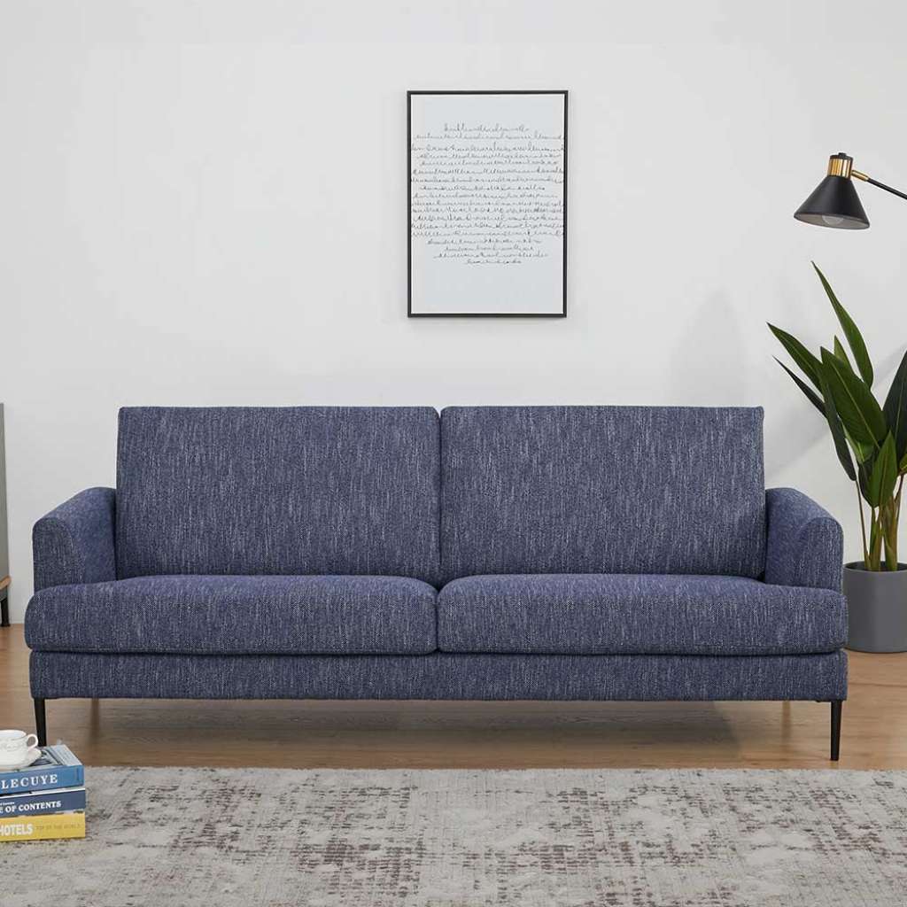 Zweisitzer Sofa in Blau Webstoff 40 cm Sitzhöhe