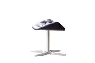 Thonet - 808 H Hocker - Gestell Flachstahl Edelstahloptik - Pure Material Leder Schwarz 500 - indoor