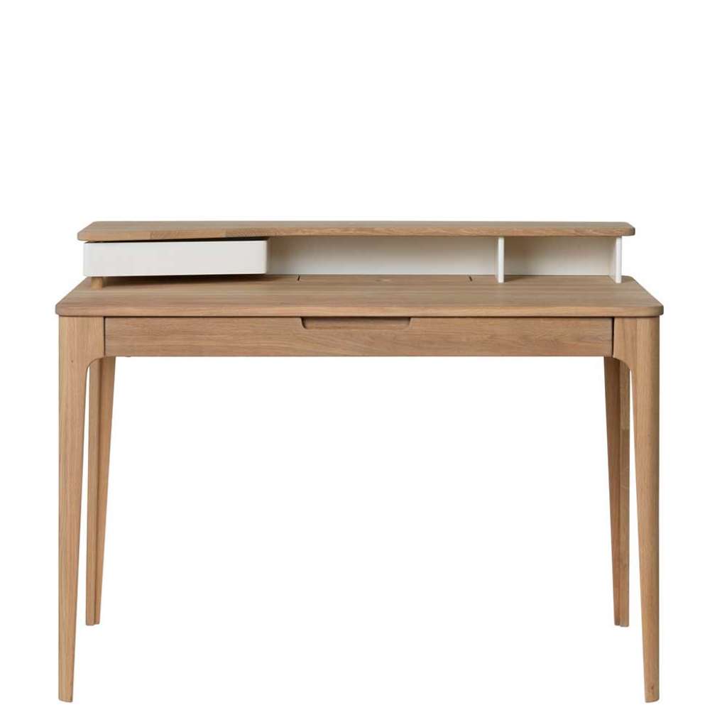 Designschreibtisch in Weiß und Eiche Bianco 120 cm breit