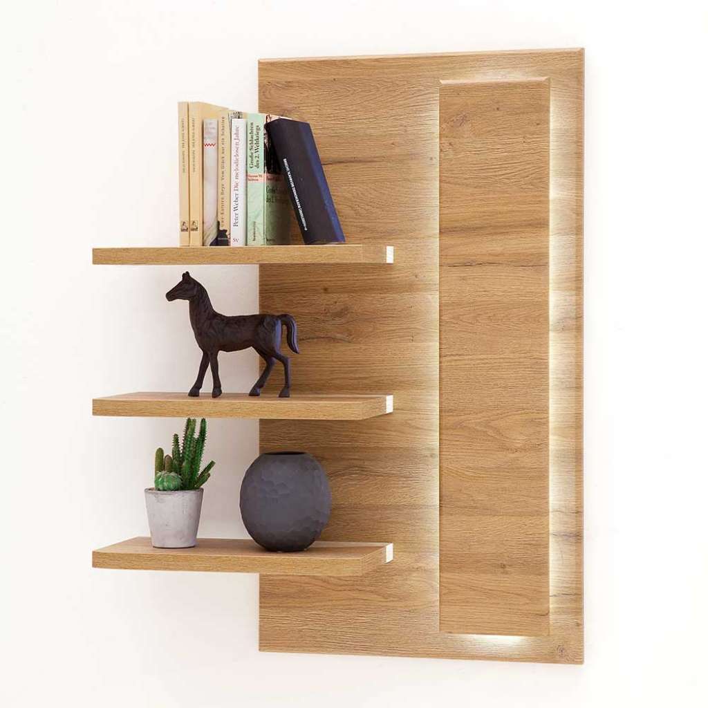 Wandhängeregal in Wildeichefarben Landhausstil