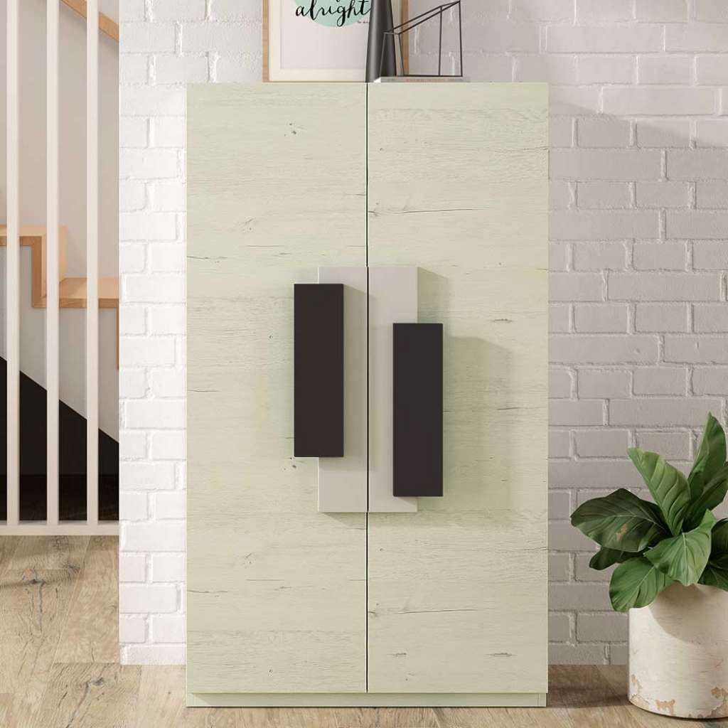 Schuh Schrank in Creme Weiß und Schwarzgrau modern