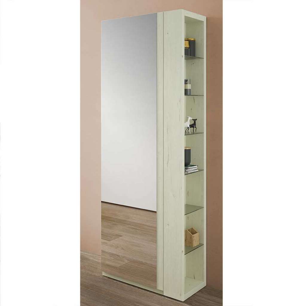 Garderobenschuhschrank in Creme Weiß Spiegel