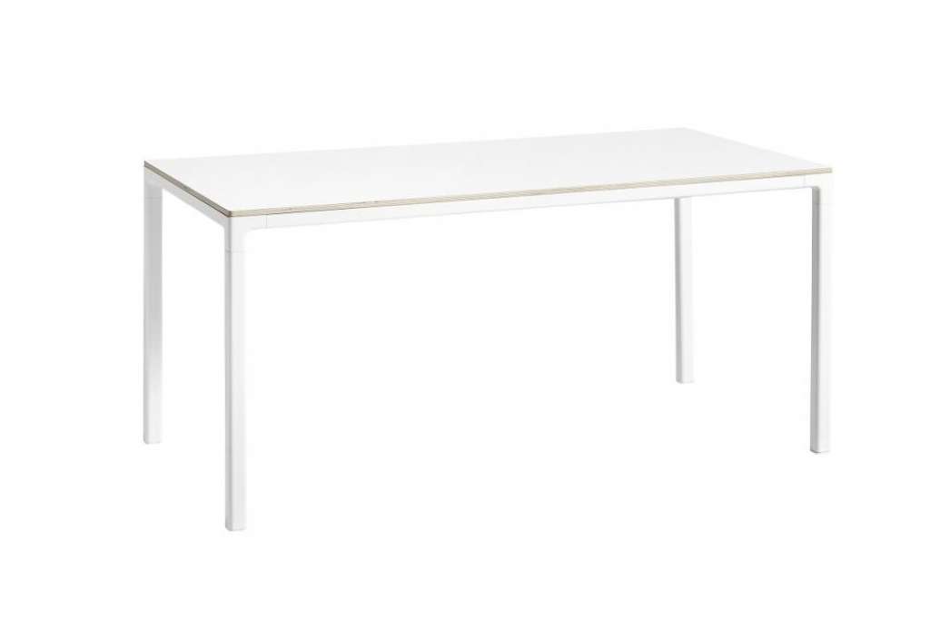 HAY - T12 Tisch - Gestell aluminium weiß - Platte Laminat weiß - Kante Sperrholz - 320 x 120 - Gestell aluminium weiß - Platte Lionleum weiß - Kante Sperrholz - indoor