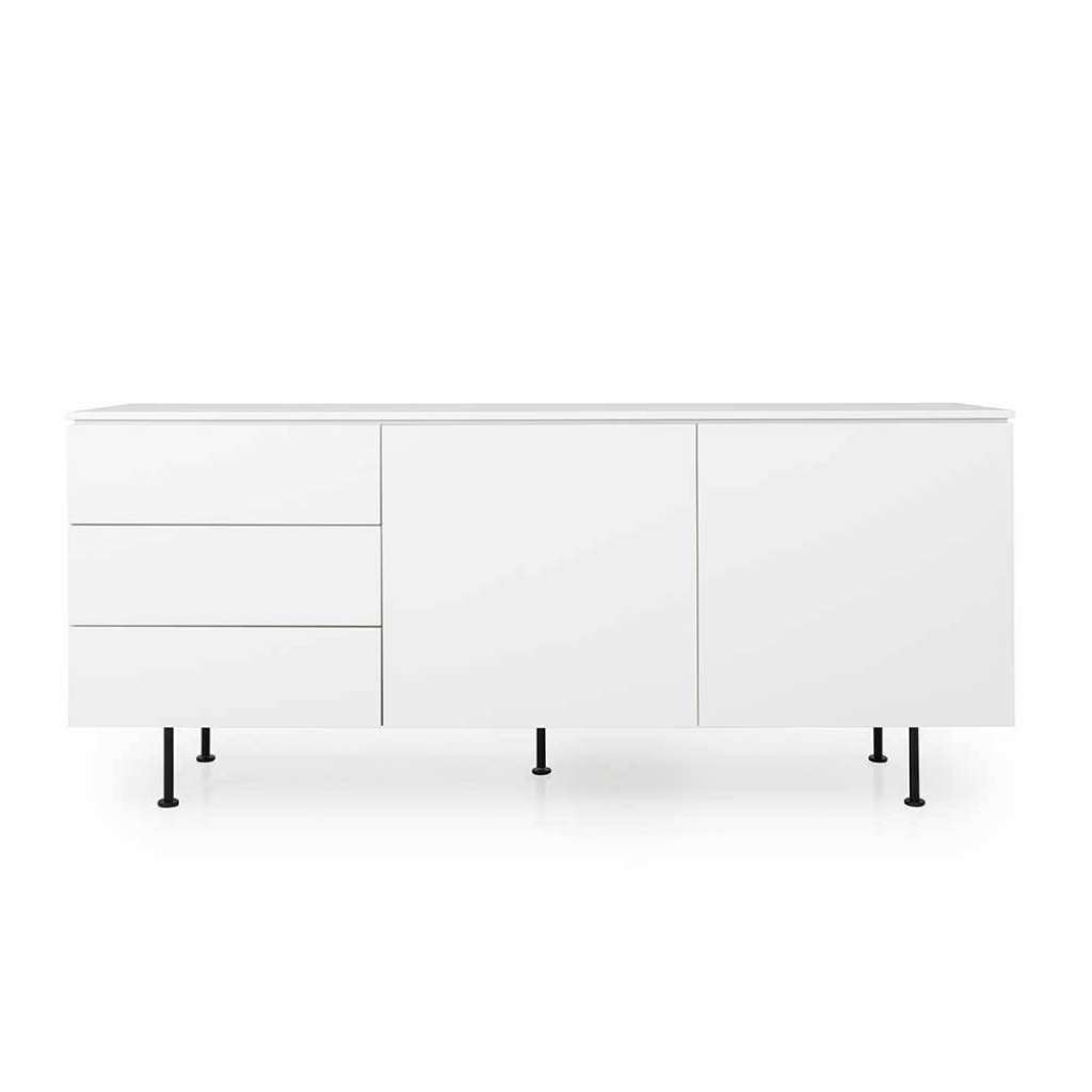 Wohnzimmer Kommode in Weiß und Walnussfarben 180 cm breit