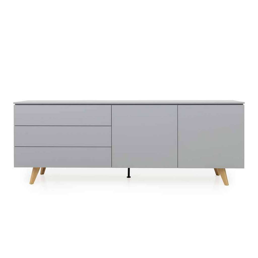Küchensideboard in Grau und Eiche 210 cm breit