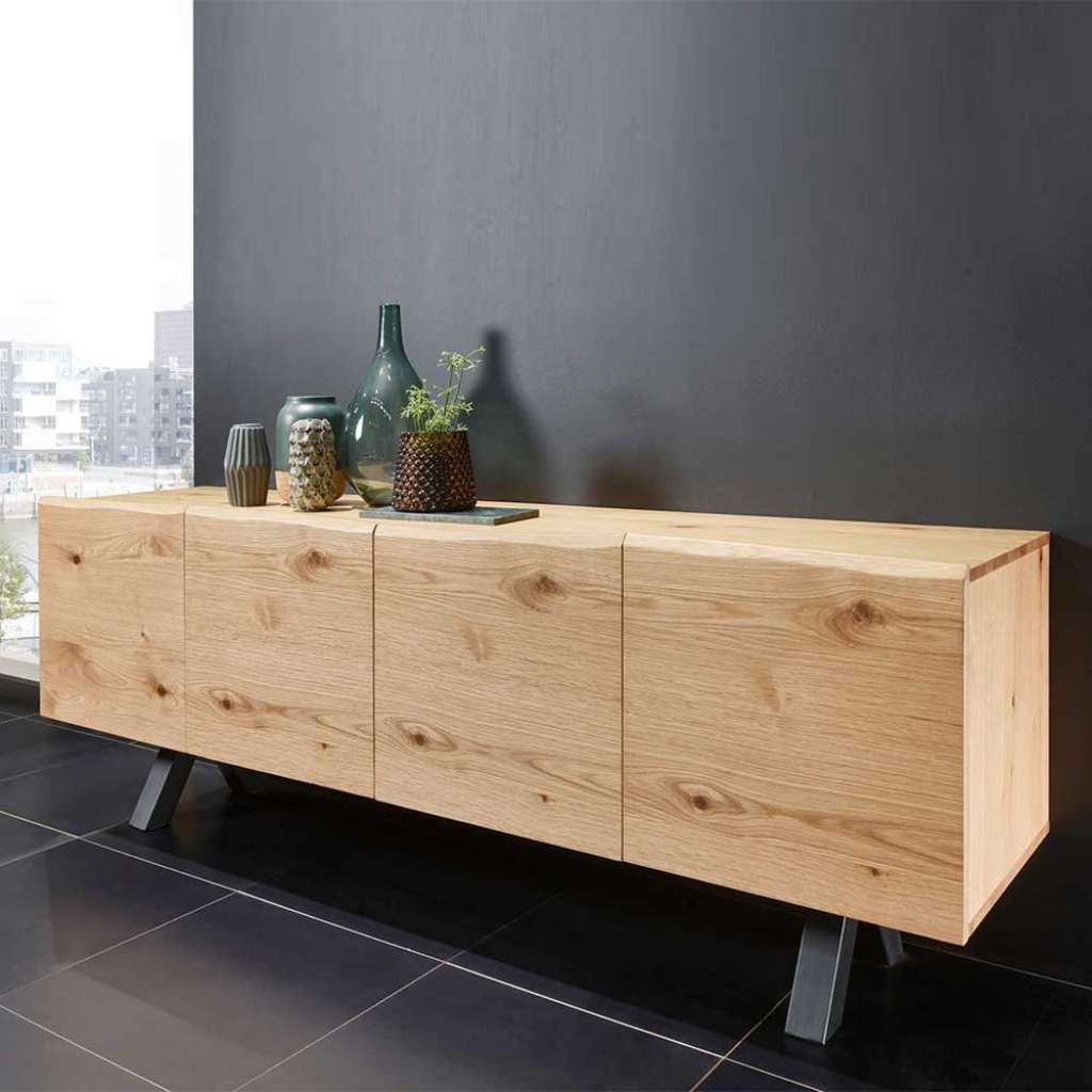 Esszimmersideboard in Schwarz und Wildeiche furniert 200 cm breit