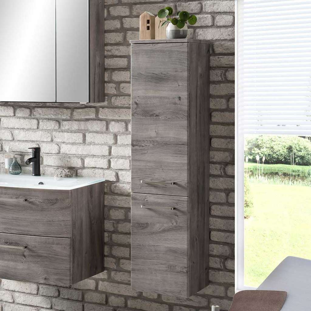 Badezimmerhochschrank in Eiche Grau 30 cm breit