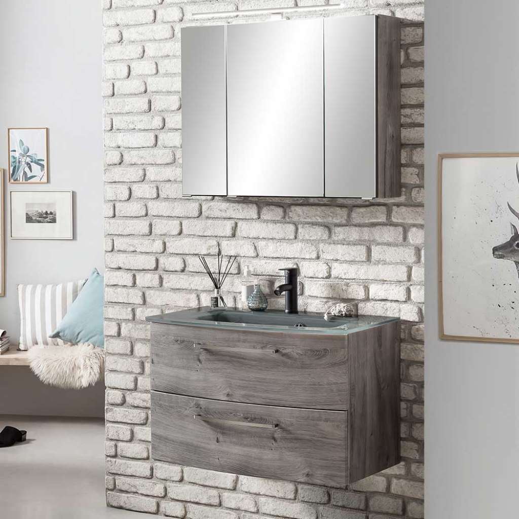 Badezimmer Einrichtung in Eiche Grau Made in Germany (2-teilig)
