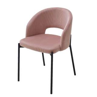 Cordstoff Stühle in Rosa Metallgestell (2er Set)