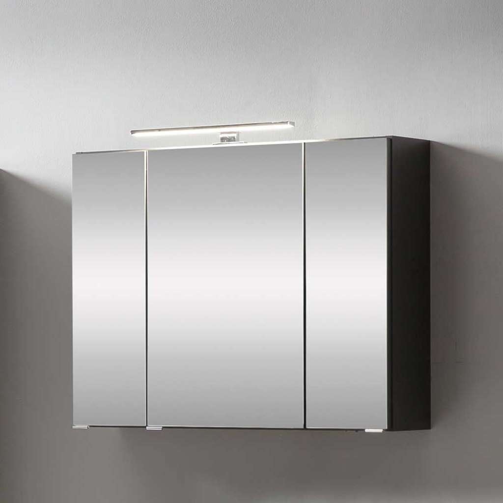 3 türiger Spiegelschrank in Grau 80 cm breit