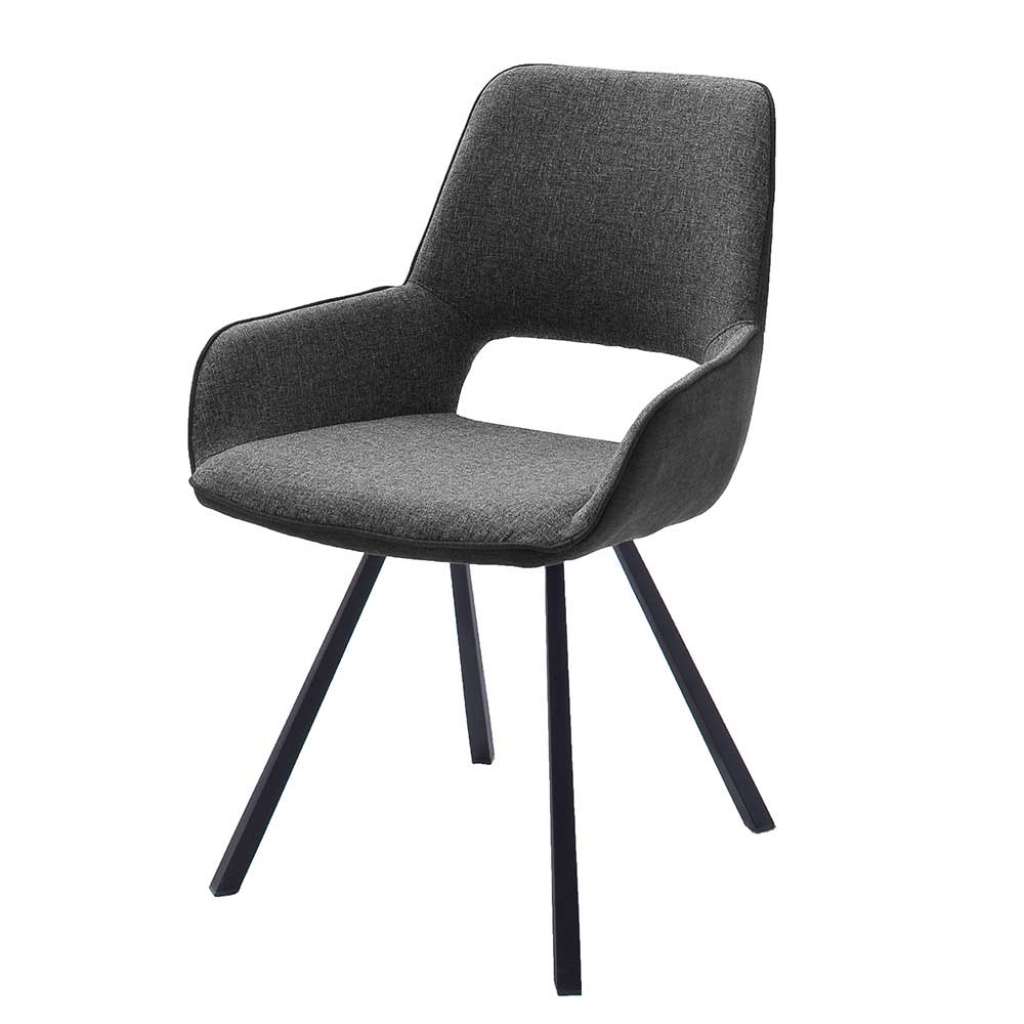 Armstühle in Dunkelgrau Webstoff Metallgestell (2er Set)