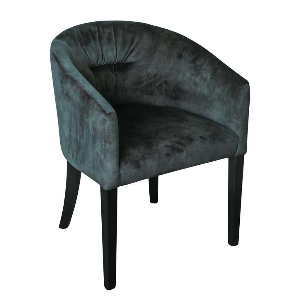 Armstuhl in Petrol Samt Retrostil