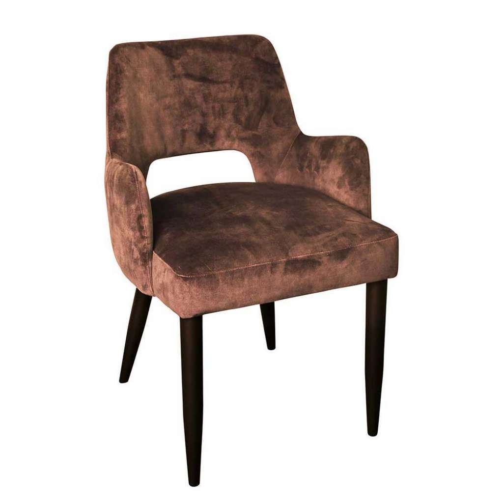 Polsterstuhl in Braun Samt Armlehnen