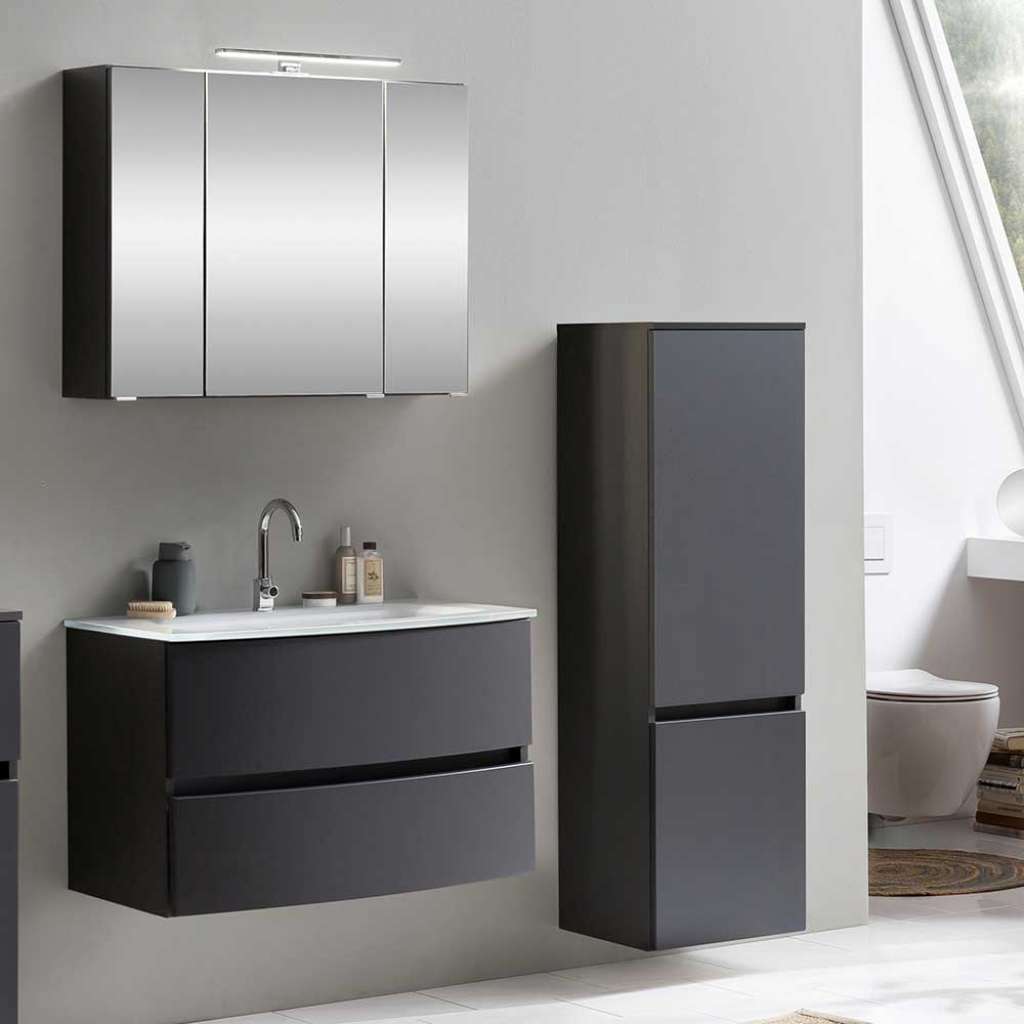 Badmöbelkomplettset in Dunkelgrau Made in Germany (3-teilig)