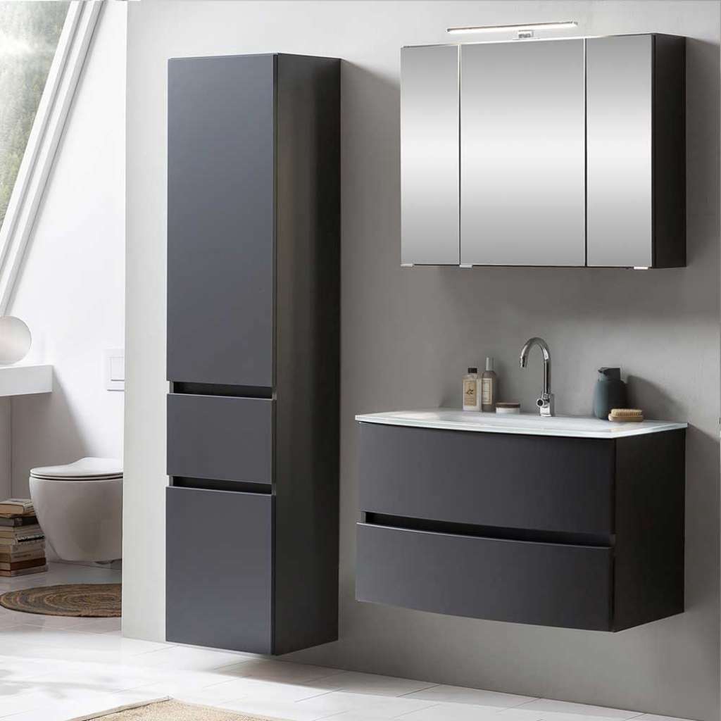 Badmöbelkomplettset in Dunkelgrau Made in Germany (3-teilig)