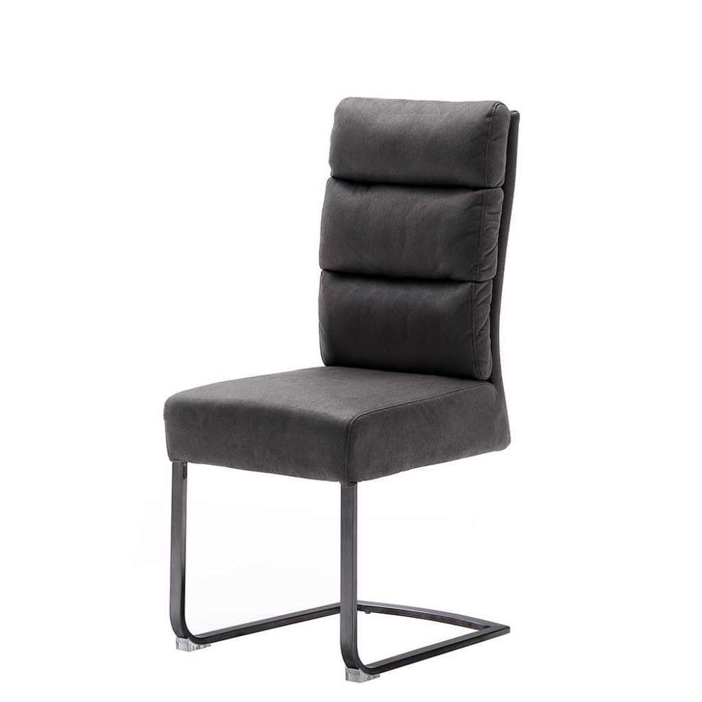 Freischwinger in Dunkelgrau Microfaser hoher Lehne (2er Set)