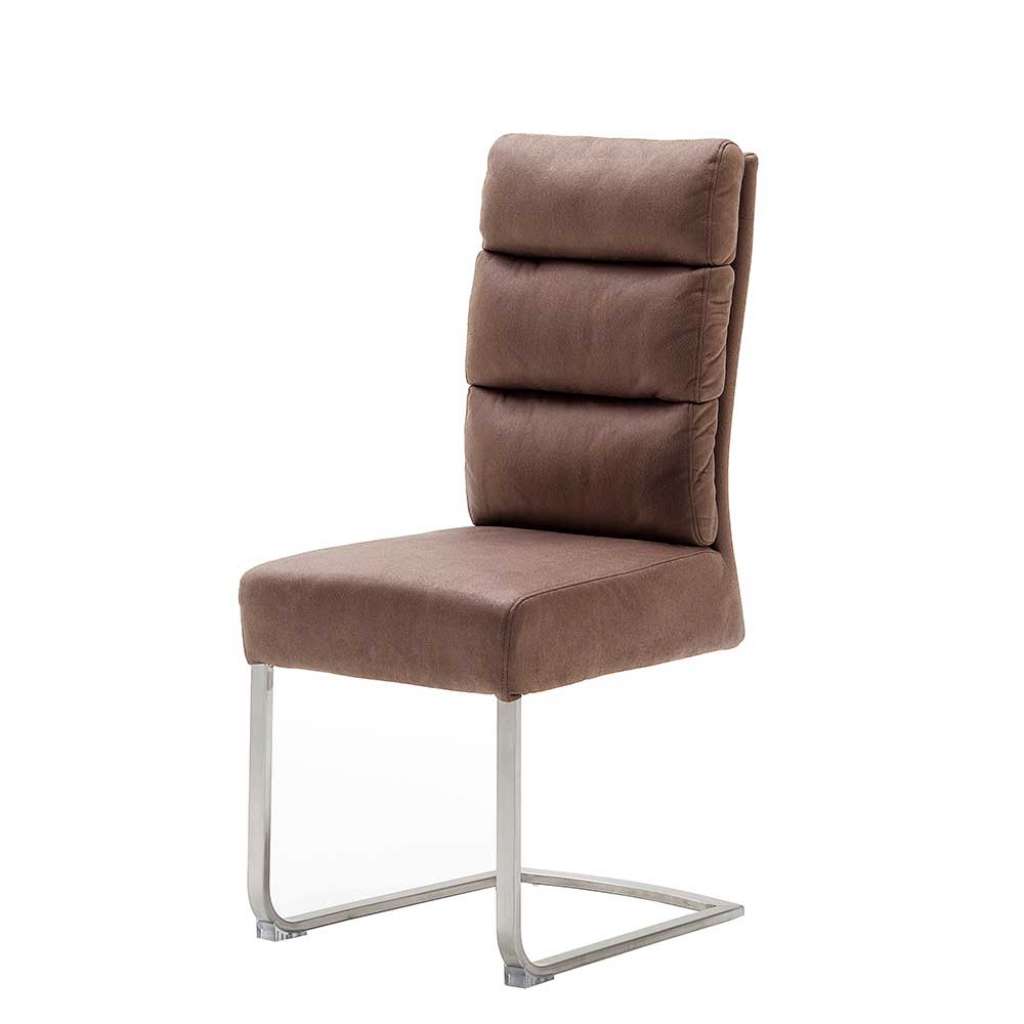 Schwingstühle in Hellbraun Microfaser hoher Lehne (2er Set)