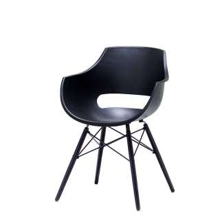 Stühle in Schwarz Kunststoff und Buche Massivholz (4er Set)