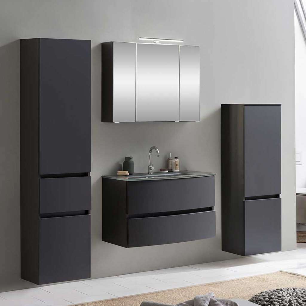Badmöbelkomplettset in Dunkelgrau Made in Germany (4-teilig)