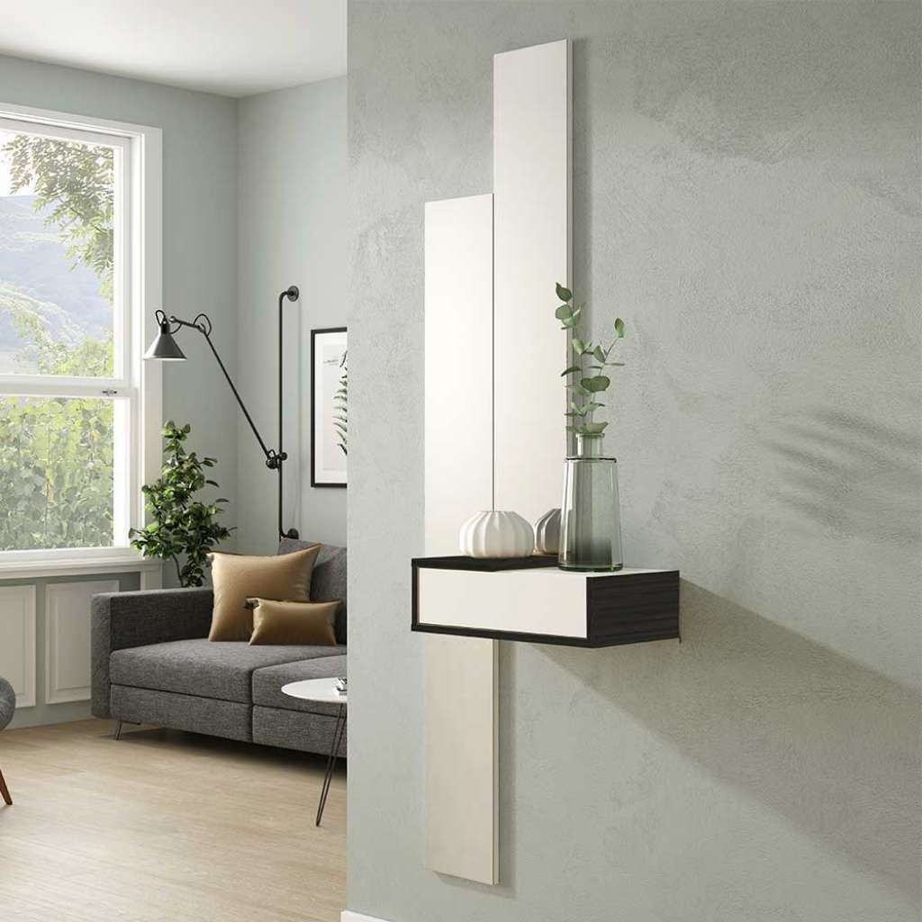 Dielenmöbel Set in Schwarzgrau und Weiß Wandmontage (3-teilig)