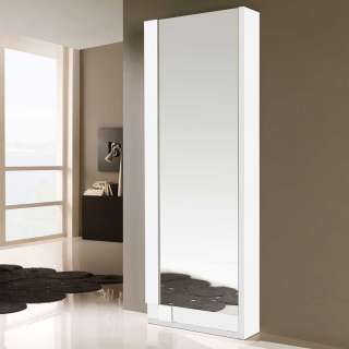 Hochglanzschuhschrank in Weiß Spiegeltür