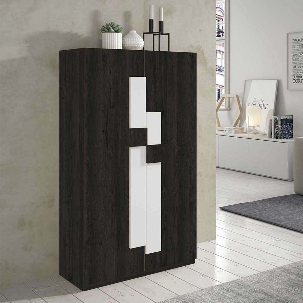 Design Schuhschrank in Schwarzgrau und Weiß modern