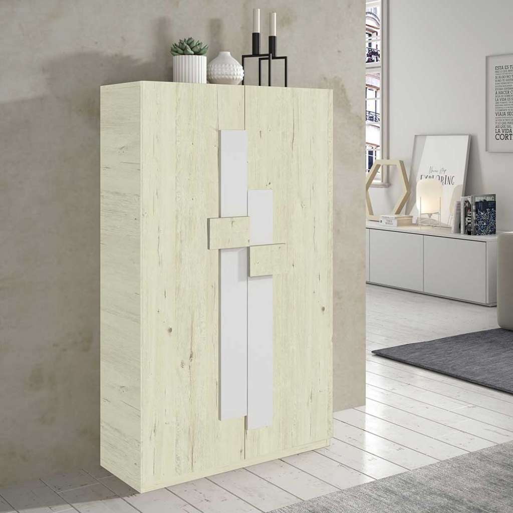 Garderobenschuhschrank in Creme Weiß 2-türig