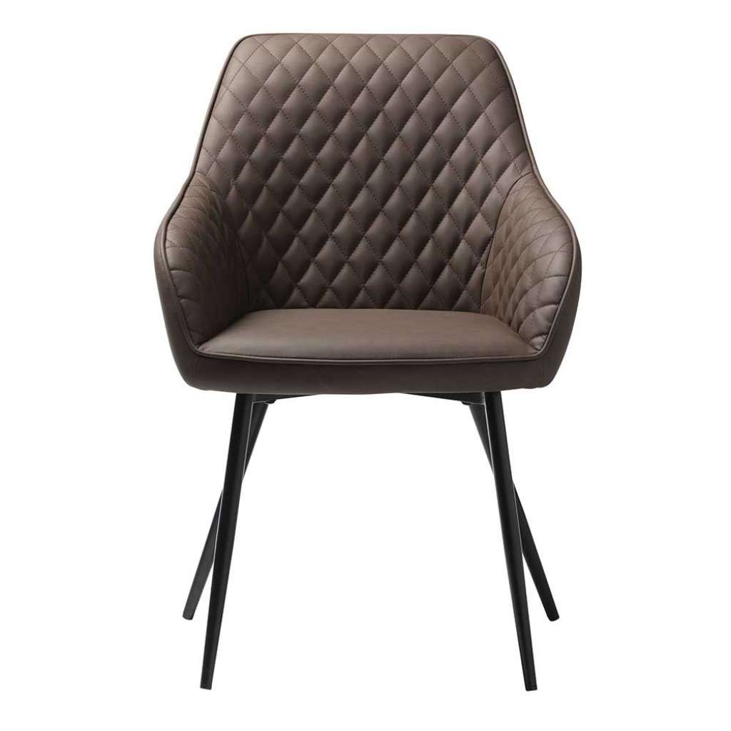 Esszimmer Polsterstühle in Dunkelbraun Kunstleder Metallgestell (2er Set)