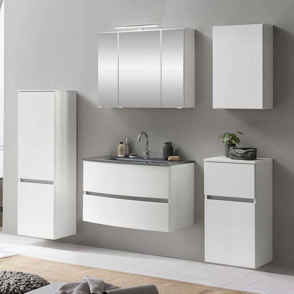 Badmöbelkomplettset in Weiß 160 cm breit (5-teilig)
