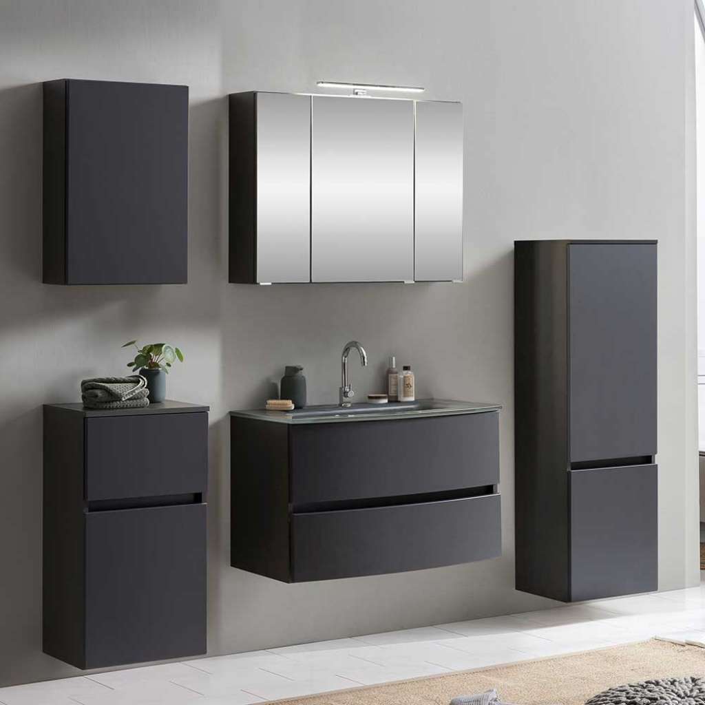 Badmöbelkomplettset in Dunkelgrau Made in Germany (5-teilig)