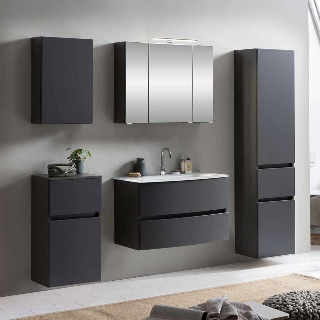 Badezimmerset in Dunkelgrau Made in Germany (5-teilig)
