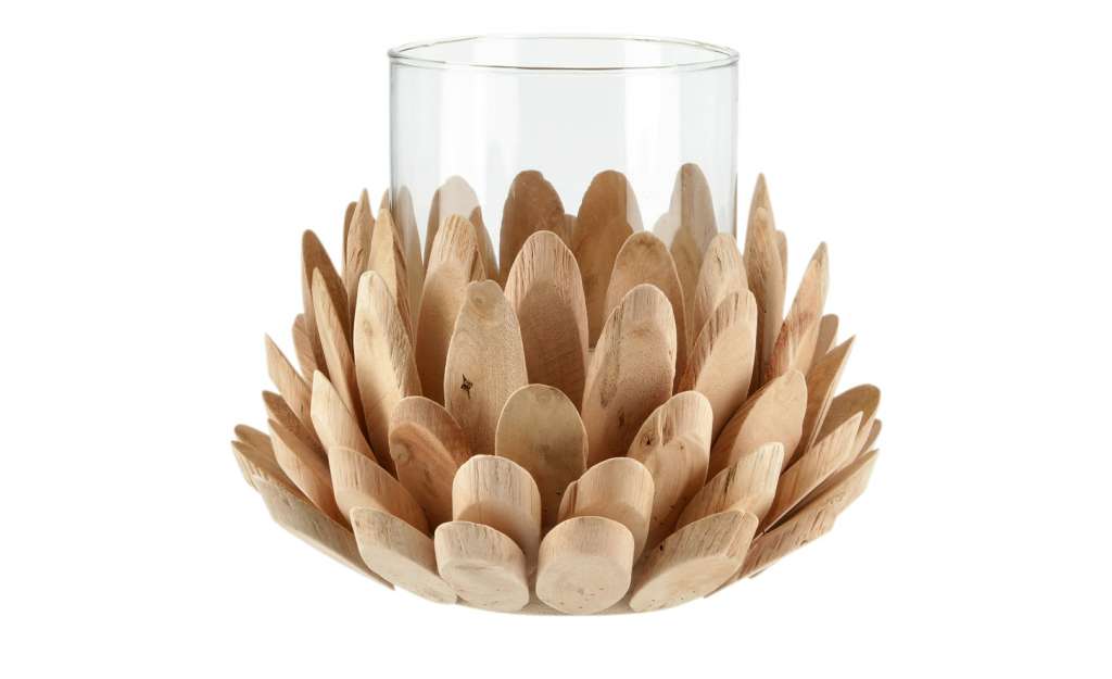 Windlicht  Holzblume ¦ holzfarben ¦ Glas , HolzØ: 20 Dekoration > Laternen & Windlichter - Höffner