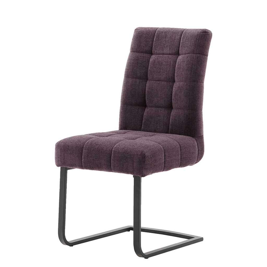 Freischwinger Sessel in Violett hoher Lehne (2er Set)