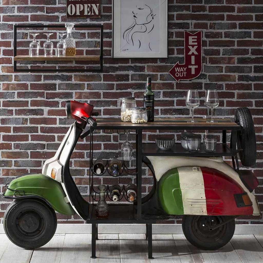 Design Bartisch im Motorroller Style Bunt lackiert