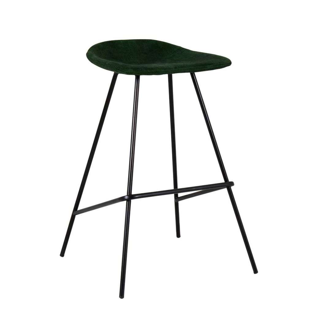Hocker in Dunkelgrün Cordstoff modern (2er Set)