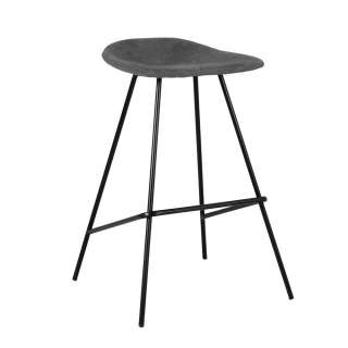Küchenbarhocker in Grau Cordstoff 4-Fuß Gestell aus Metall (2er Set)