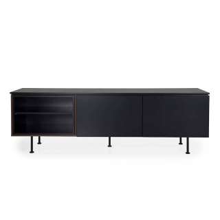 TV Sideboard in Schwarz und Walnussfarben 180 cm breit