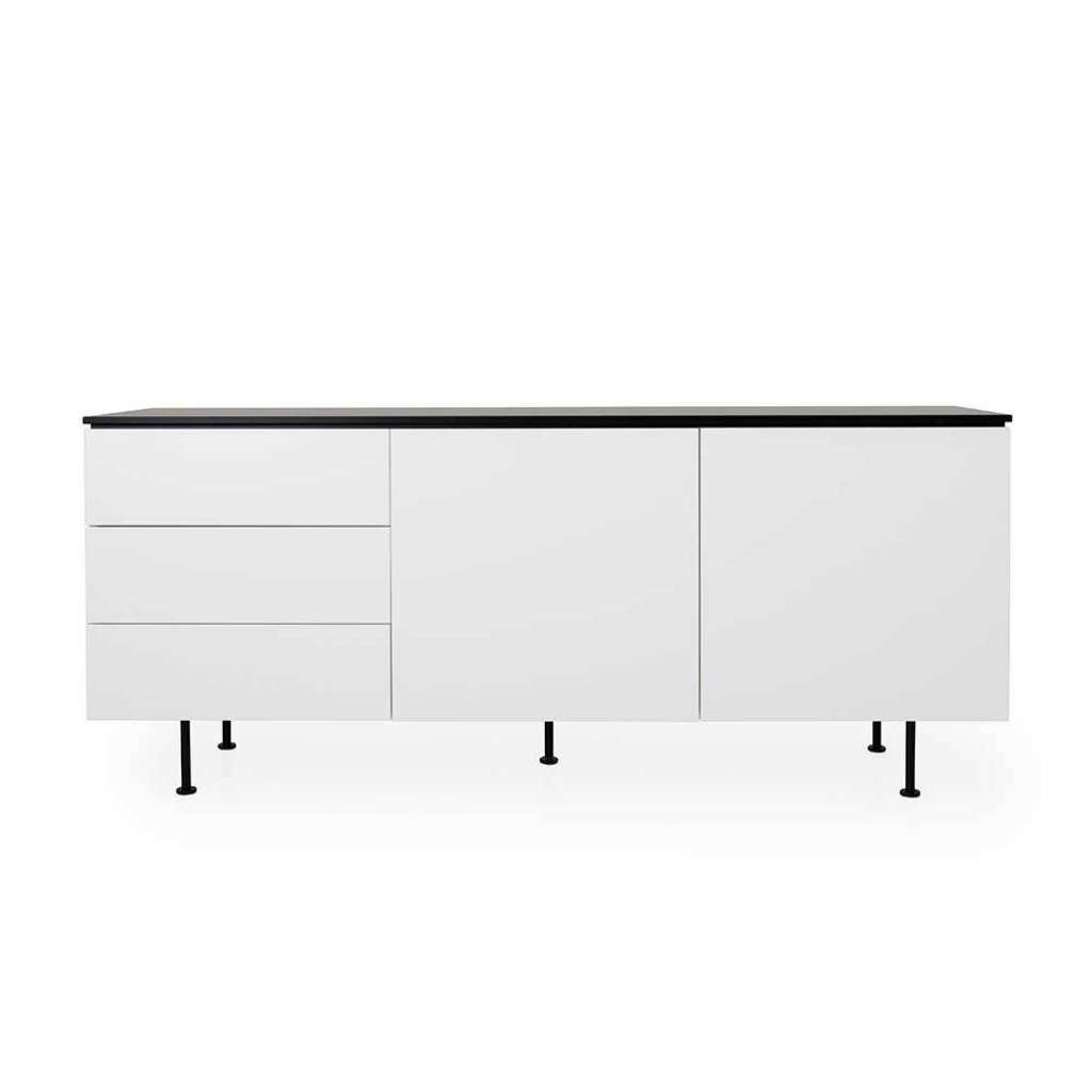 Modernes Sideboard in Weiß und Schwarz 180 cm breit