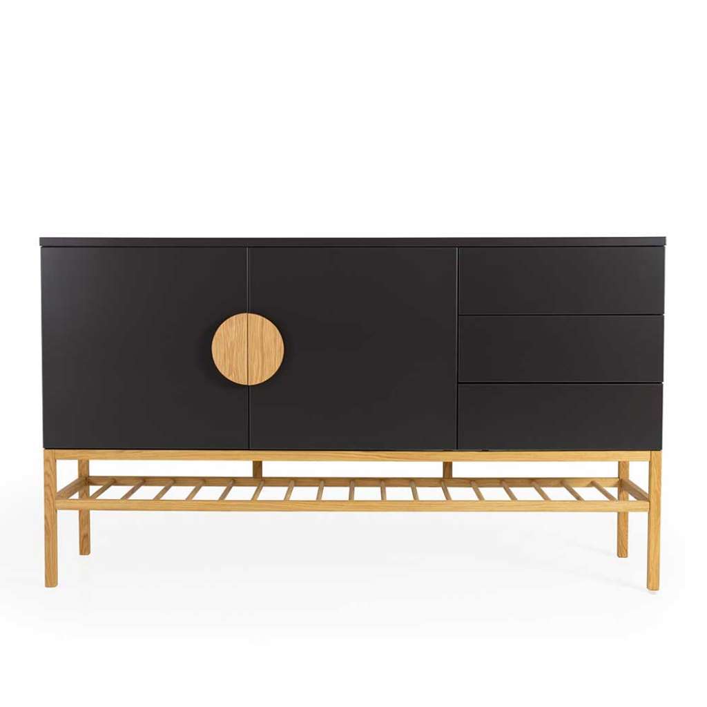 Design Sideboard in Schwarz und Eiche Skandi Design