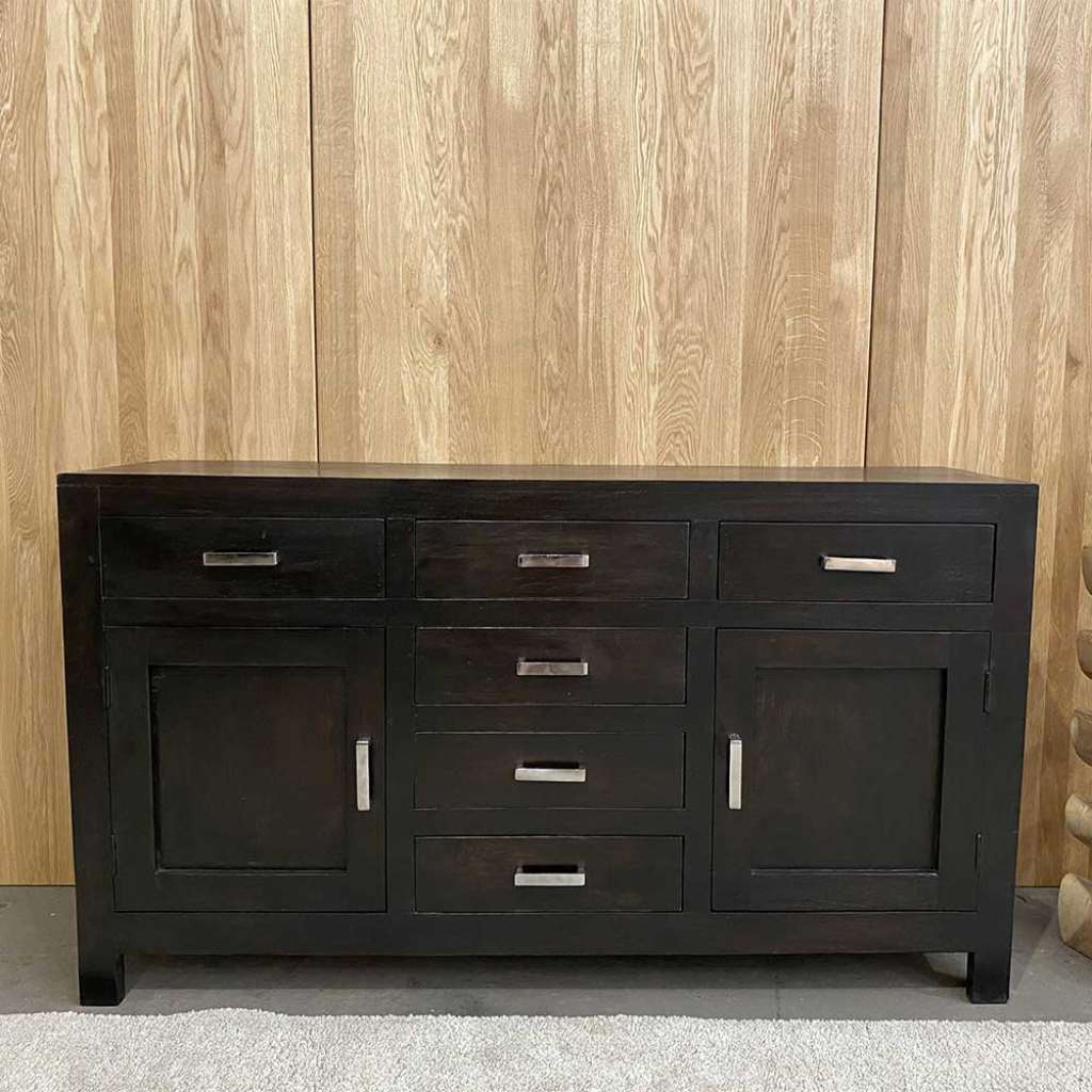 Kolonialstil Sideboard in Schwarzbraun Sheesham Massivholz
