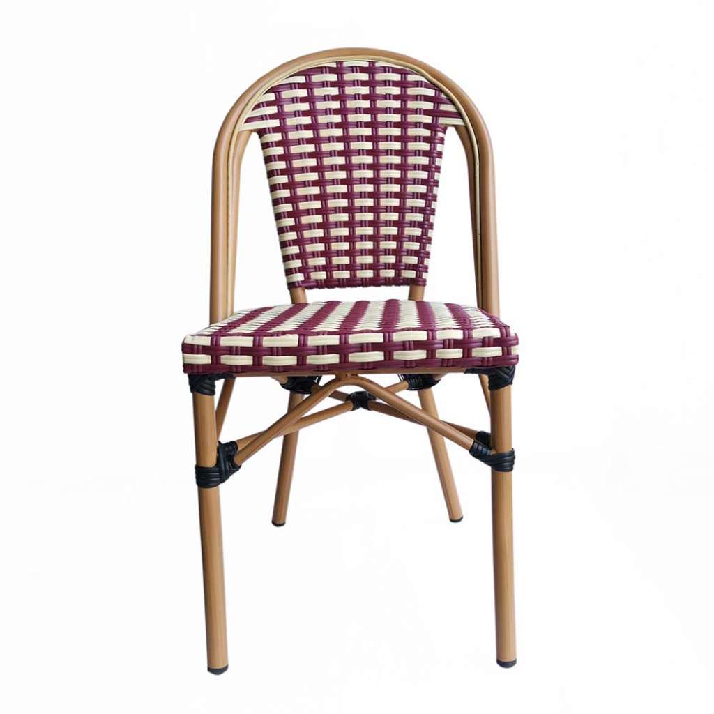 Korbsessel in Rot und Weiß Retrostil (2er Set)